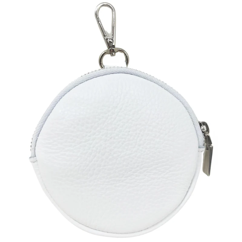 Porte monnaie en cuir grainé italien NEMO Blanc