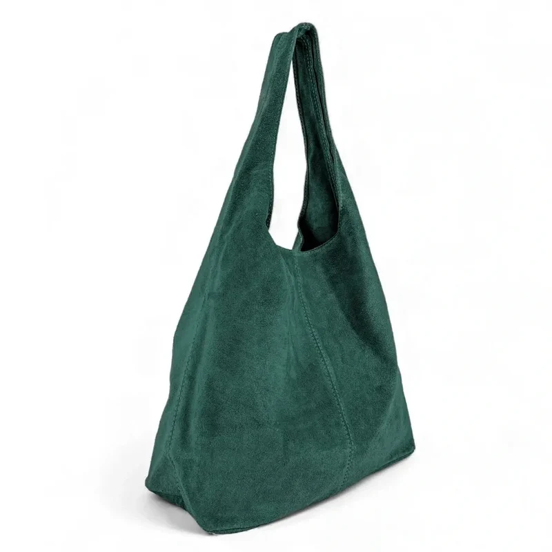 Sac à main de forme HOBO en daim EVA vert canard