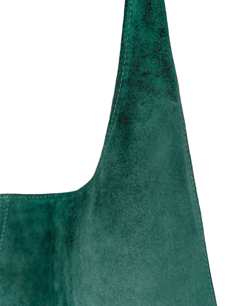Sac à main de forme HOBO en daim EVA vert canard