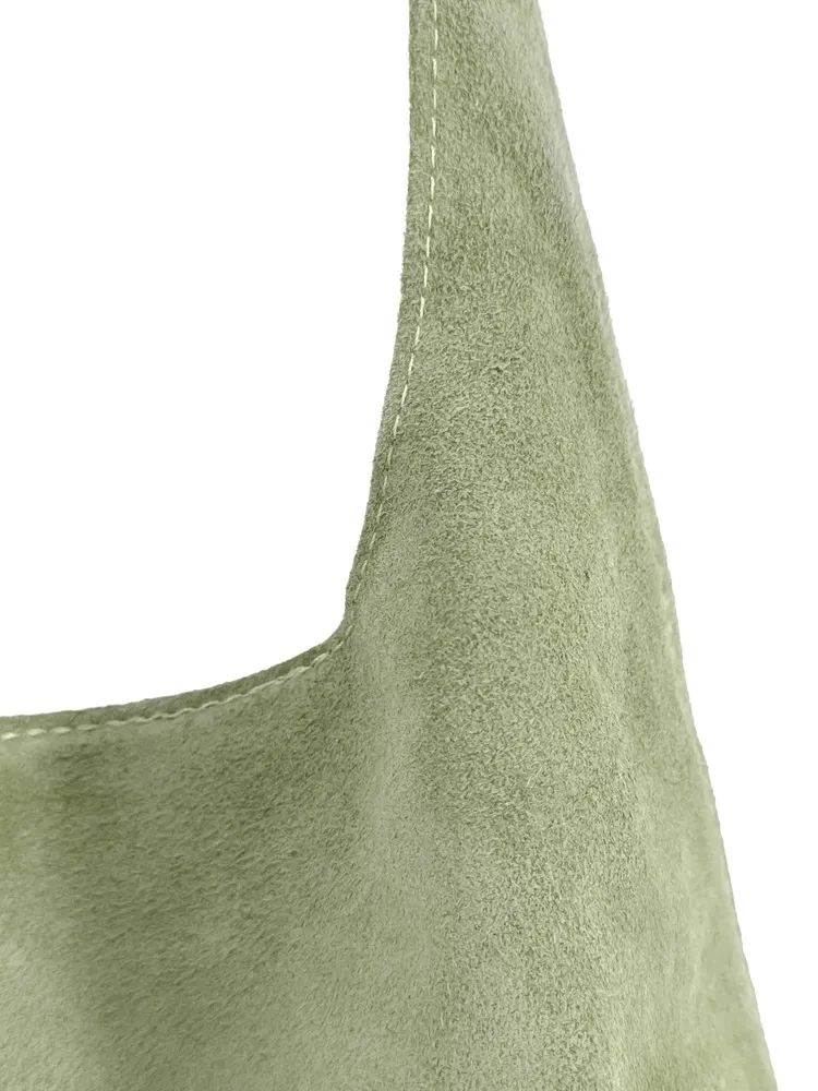 Sac à main de forme HOBO en daim EVA Vert amande