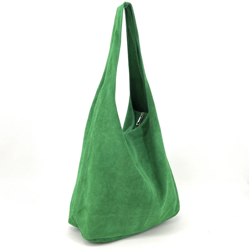 Sac à main de forme HOBO en daim EVA Vert anglais