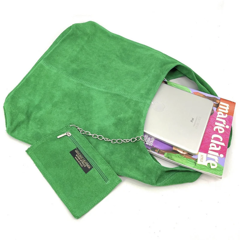 Sac à main de forme HOBO en daim EVA Vert anglais