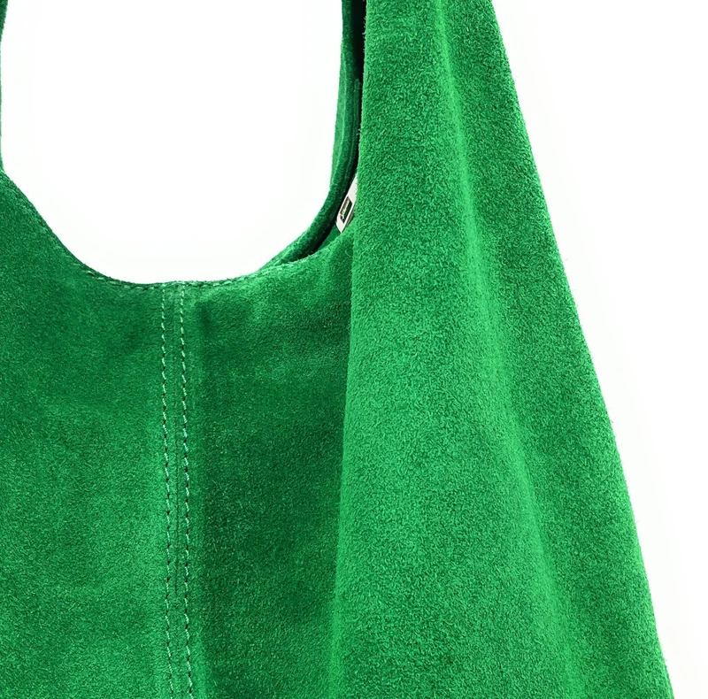 Sac à main de forme HOBO en daim EVA Vert anglais