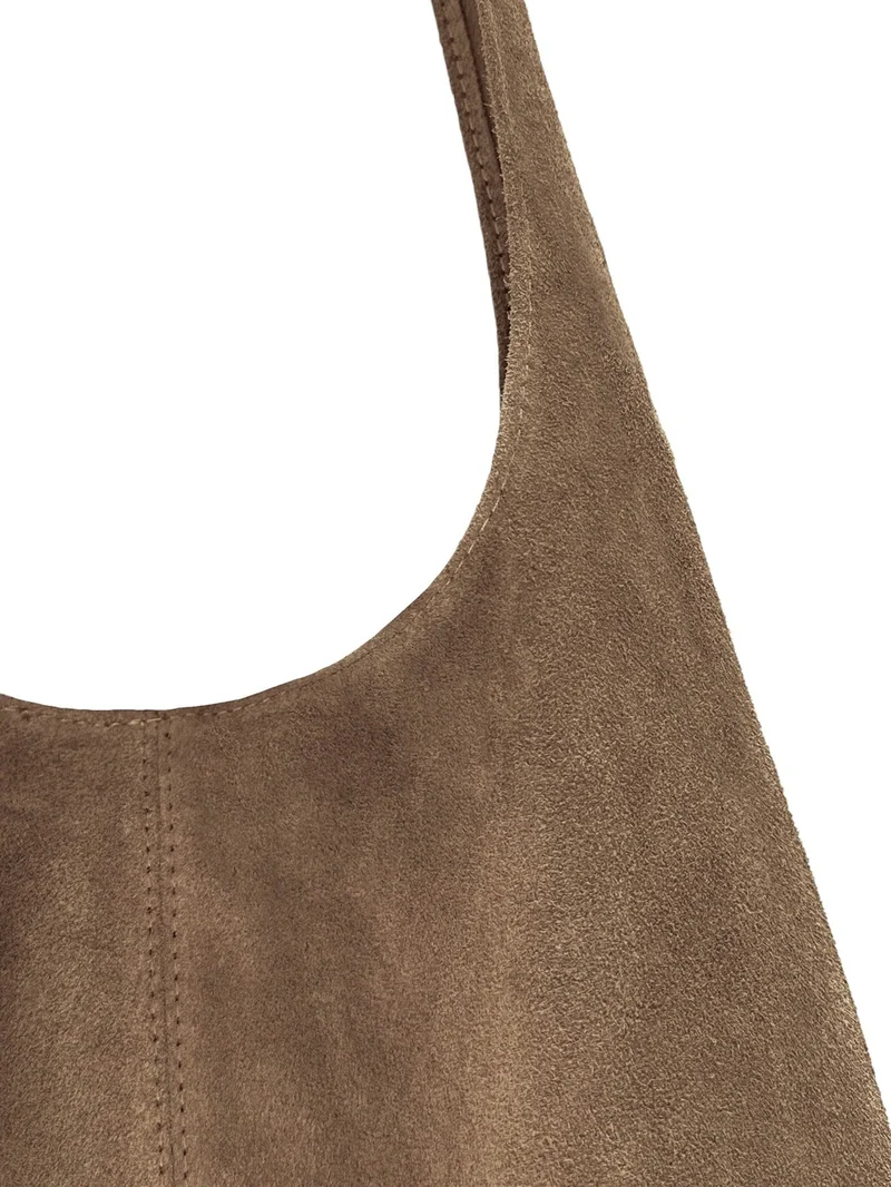 Sac à main de forme HOBO en daim EVA Taupe foncé