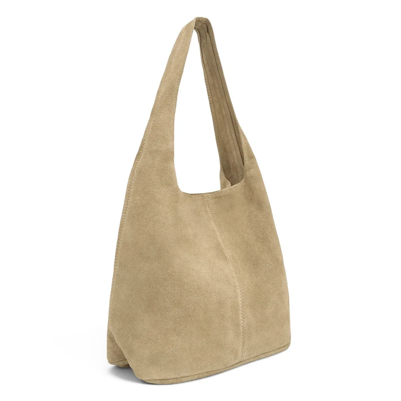 Sac à main de forme HOBO en daim EVA Taupe clair