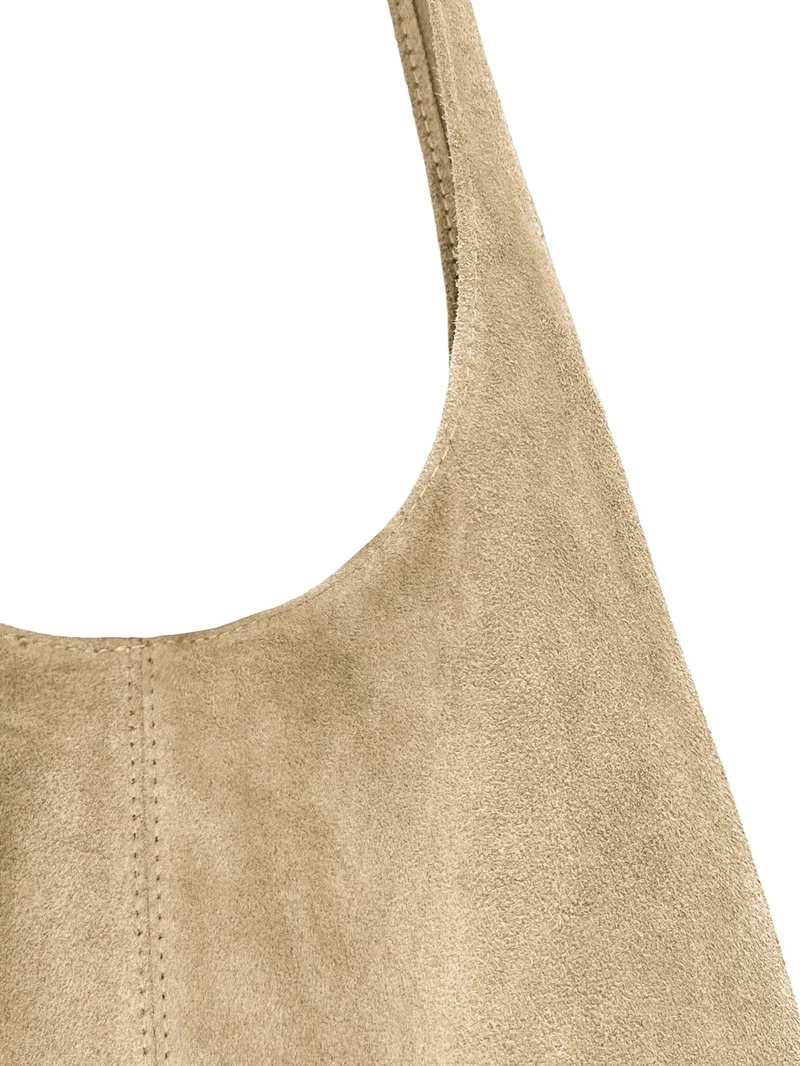 Sac à main de forme HOBO en daim EVA Taupe clair