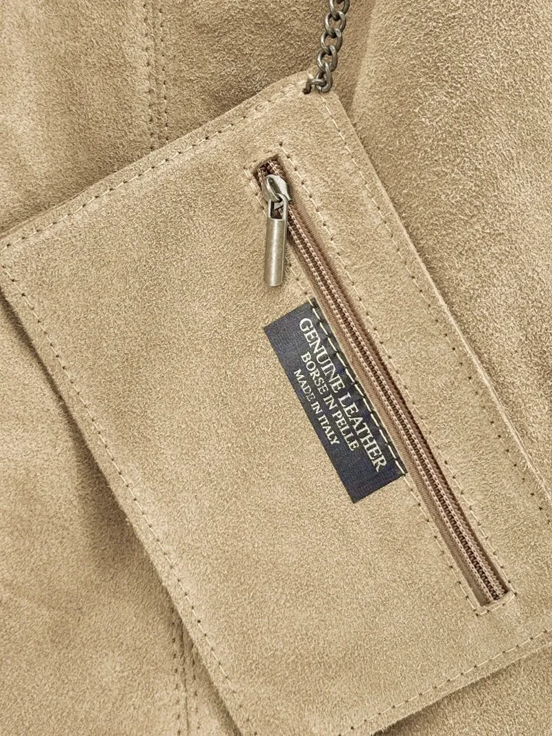Sac à main de forme HOBO en daim EVA Taupe clair