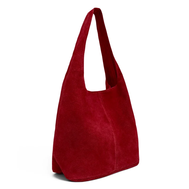 Sac à main de forme HOBO en daim EVA Rouge foncé