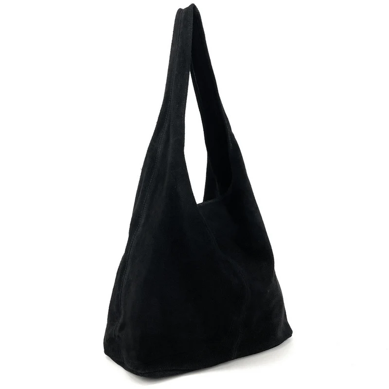Sac à main de forme HOBO en daim EVA Noir