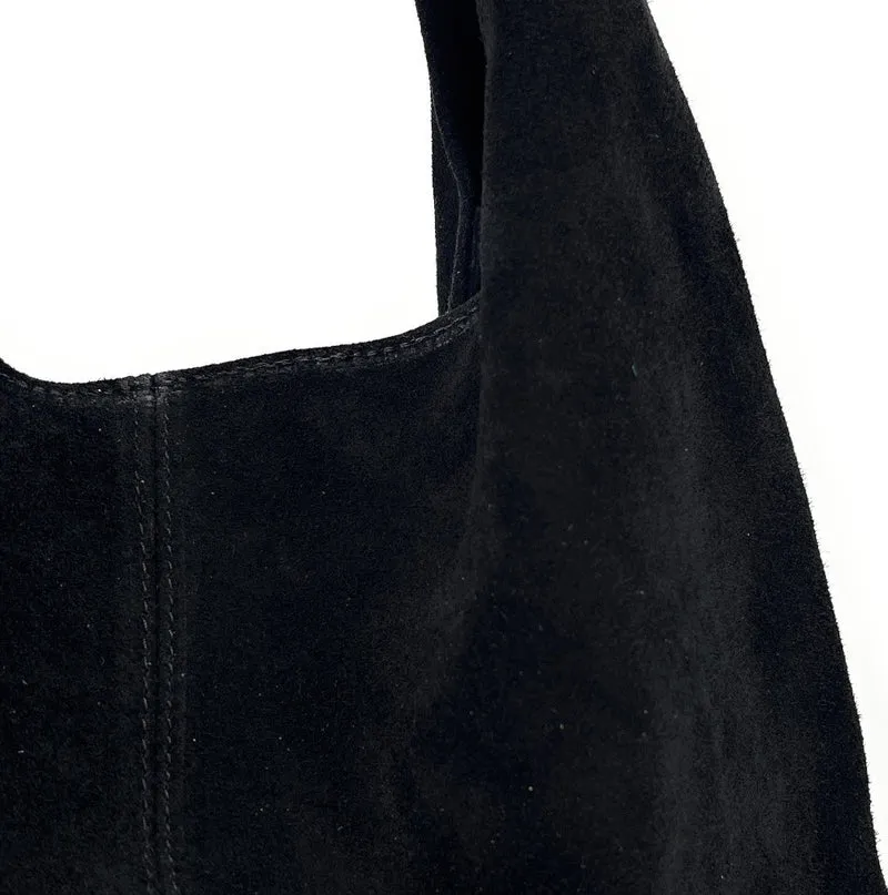 Sac à main de forme HOBO en daim EVA Noir