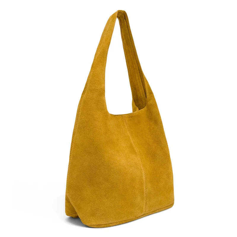 Sac à main de forme HOBO en daim EVA Jaune Moutarde