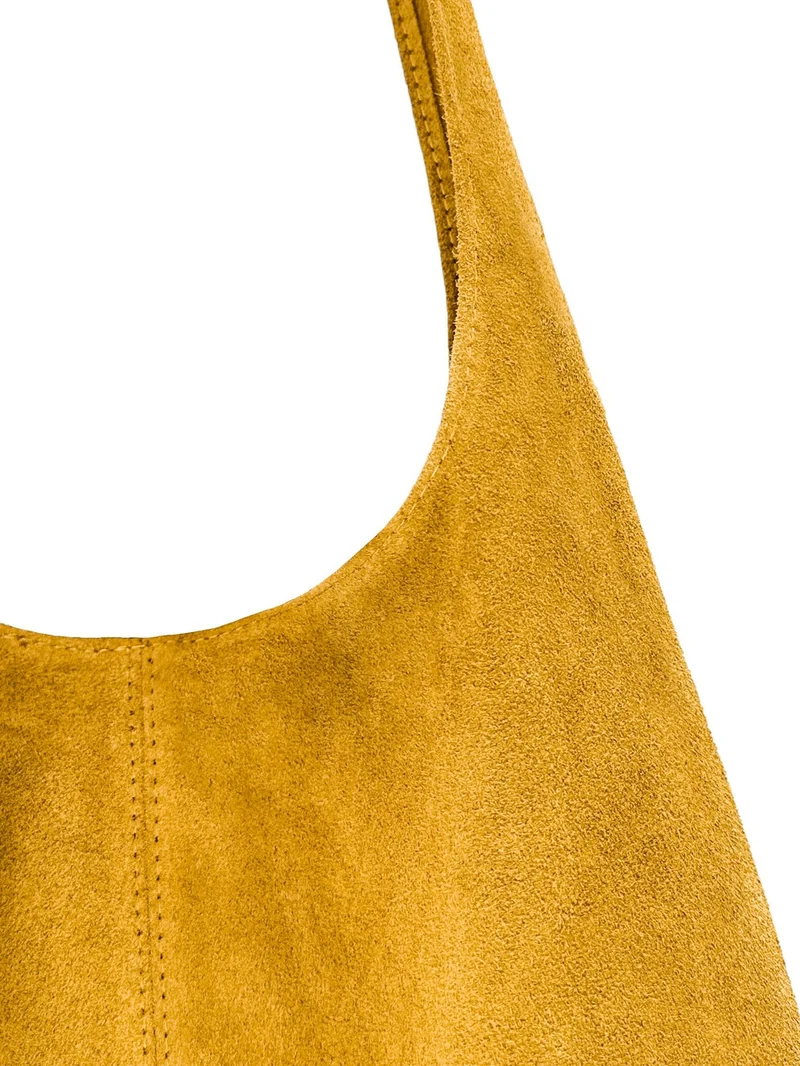Sac à main de forme HOBO en daim EVA Jaune Moutarde