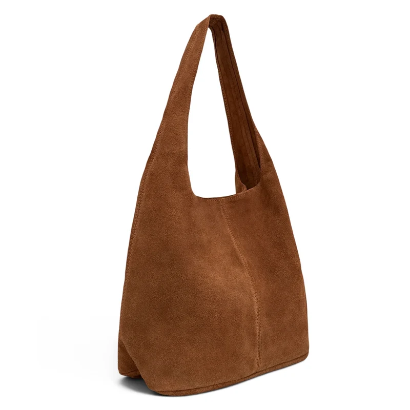 Sac à main de forme HOBO en daim EVA Marron cannelle