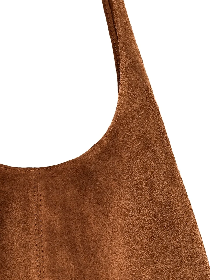 Sac à main de forme HOBO en daim EVA Marron cannelle