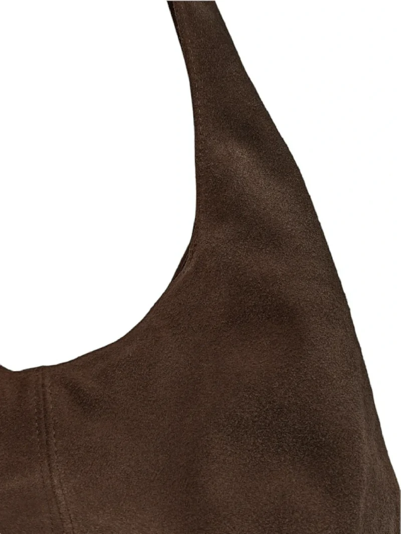 Sac à main de forme HOBO en daim EVA Marron Chocolat