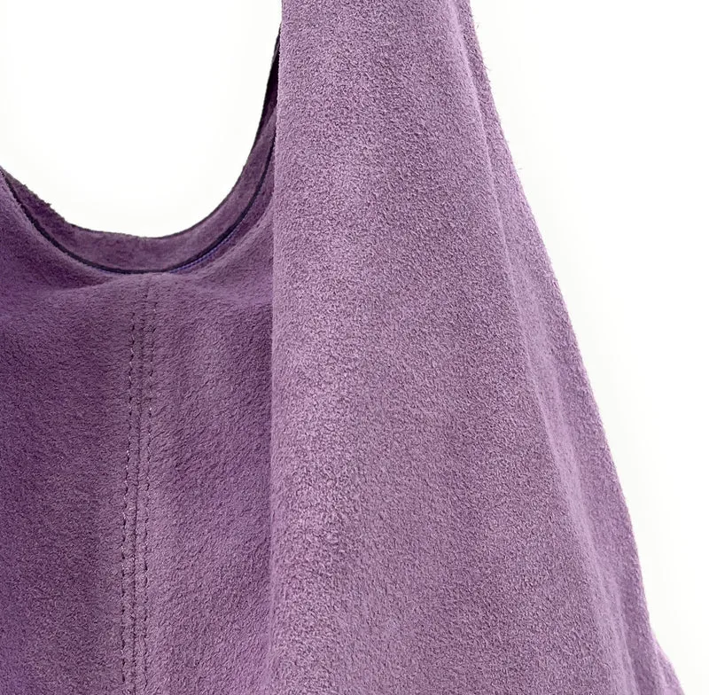 Sac à main de forme HOBO en daim EVA Lilas