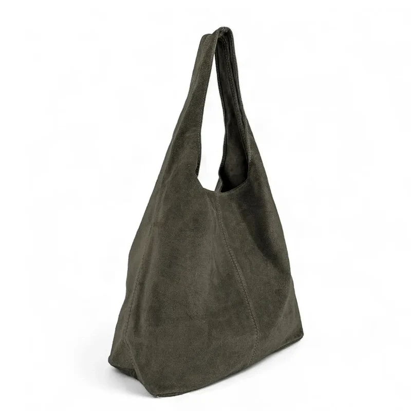Sac à main de forme HOBO en daim EVA Kaki