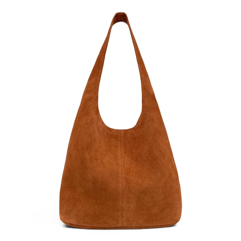 Sac à main de forme HOBO en daim EVA Marron camel foncé
