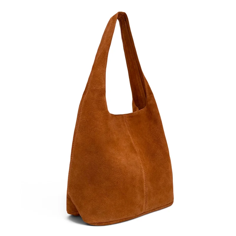 Sac à main de forme HOBO en daim EVA Marron camel foncé