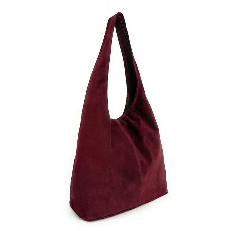 Sac à main de forme HOBO en daim EVA Bordeaux