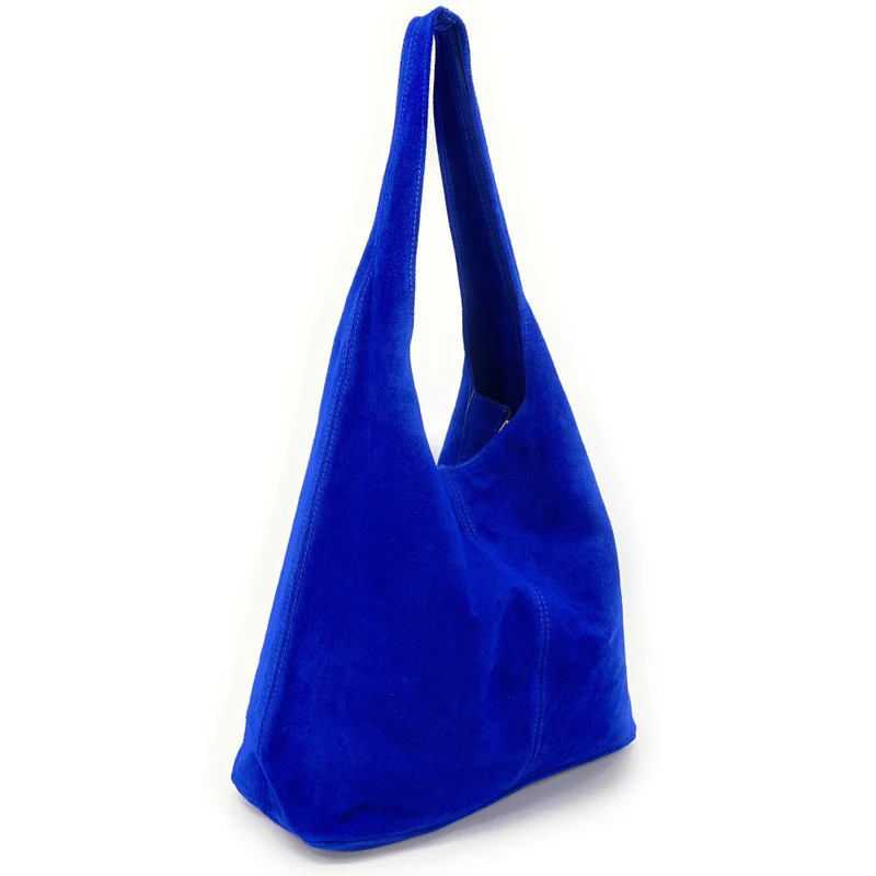Sac à main de forme HOBO en daim EVA Bleu roi