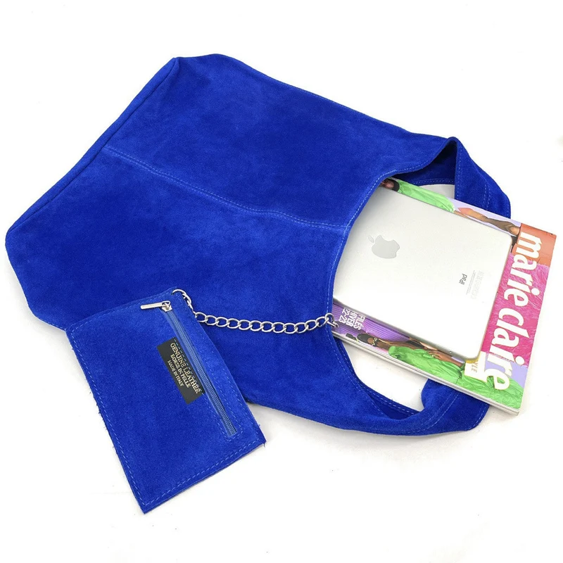 Sac à main de forme HOBO en daim EVA Bleu roi