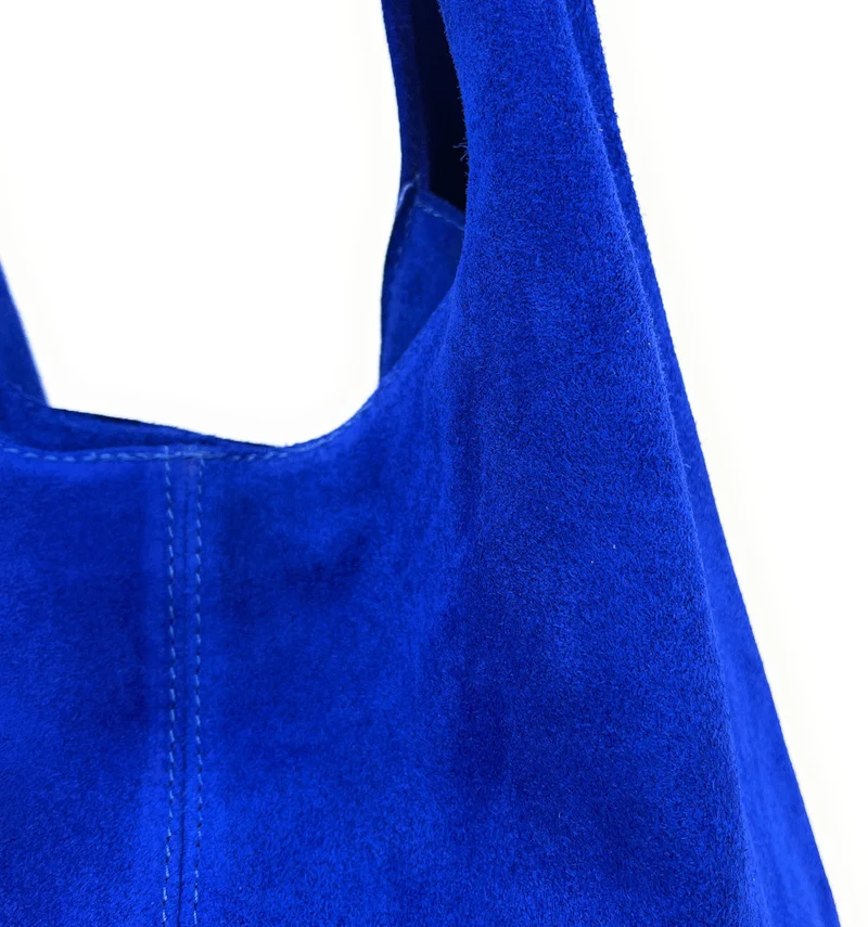 Sac à main de forme HOBO en daim EVA Bleu roi
