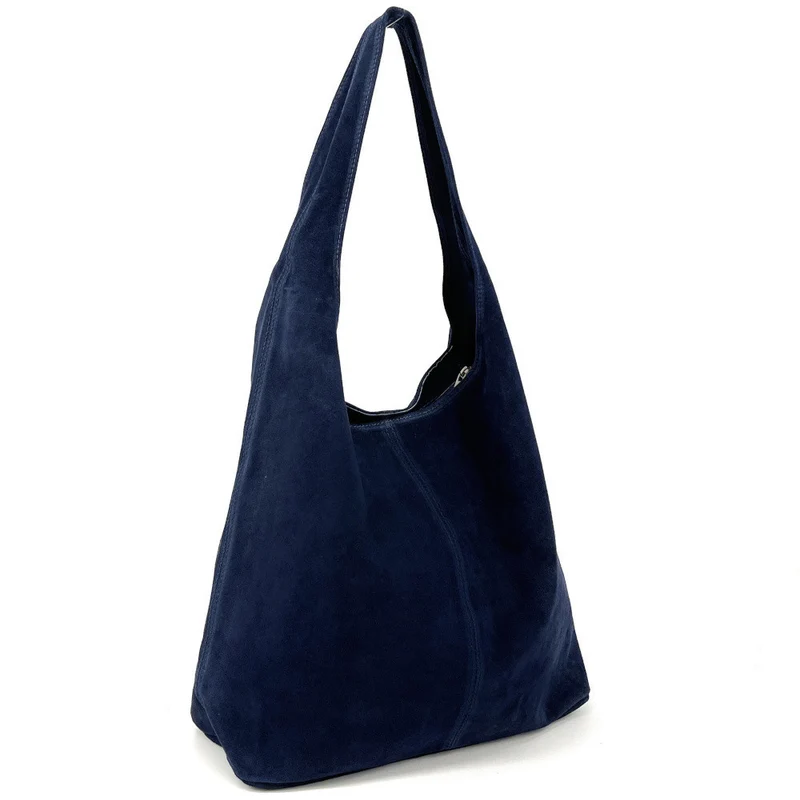 Sac à main de forme HOBO en daim EVA Bleu marine