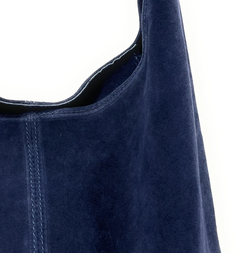 Sac à main de forme HOBO en daim EVA Bleu marine