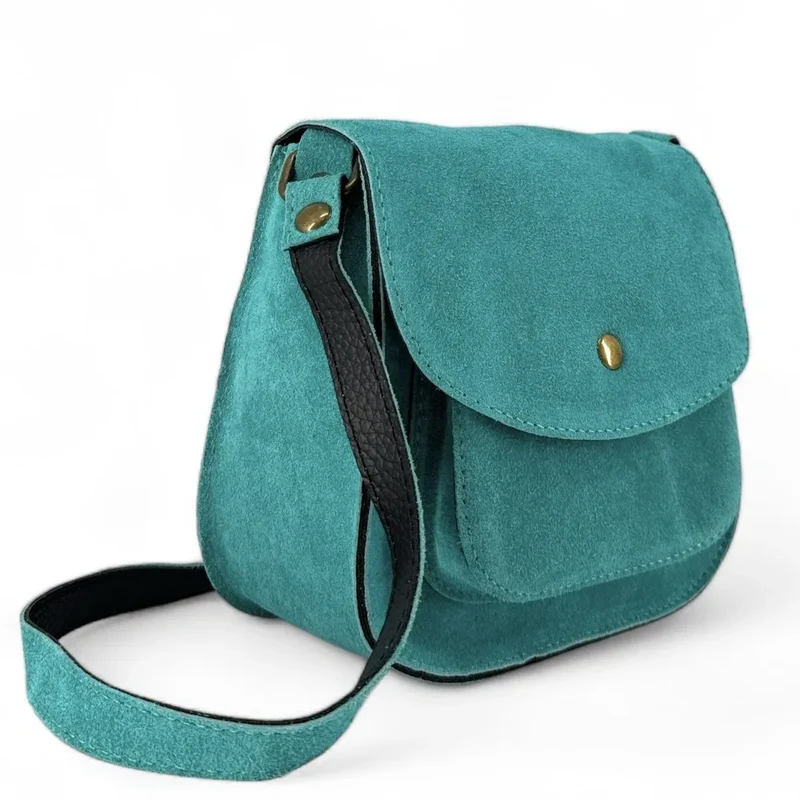 Sac bandoulière en daim PACHUCA Bleu turquoise