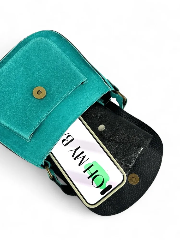 Sac bandoulière en daim PACHUCA Bleu turquoise