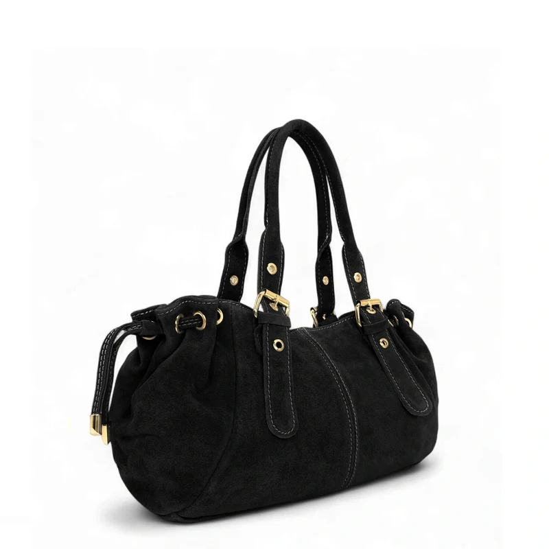 Sac bowling en daim PRINCESSE SUEDE Noir