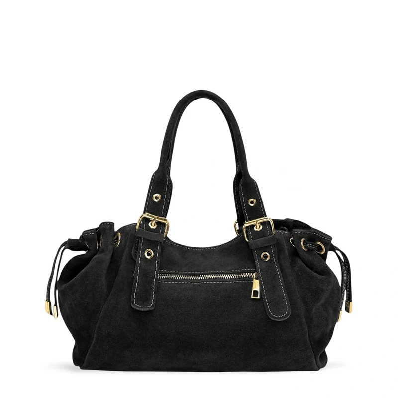 Sac bowling en daim PRINCESSE SUEDE Noir