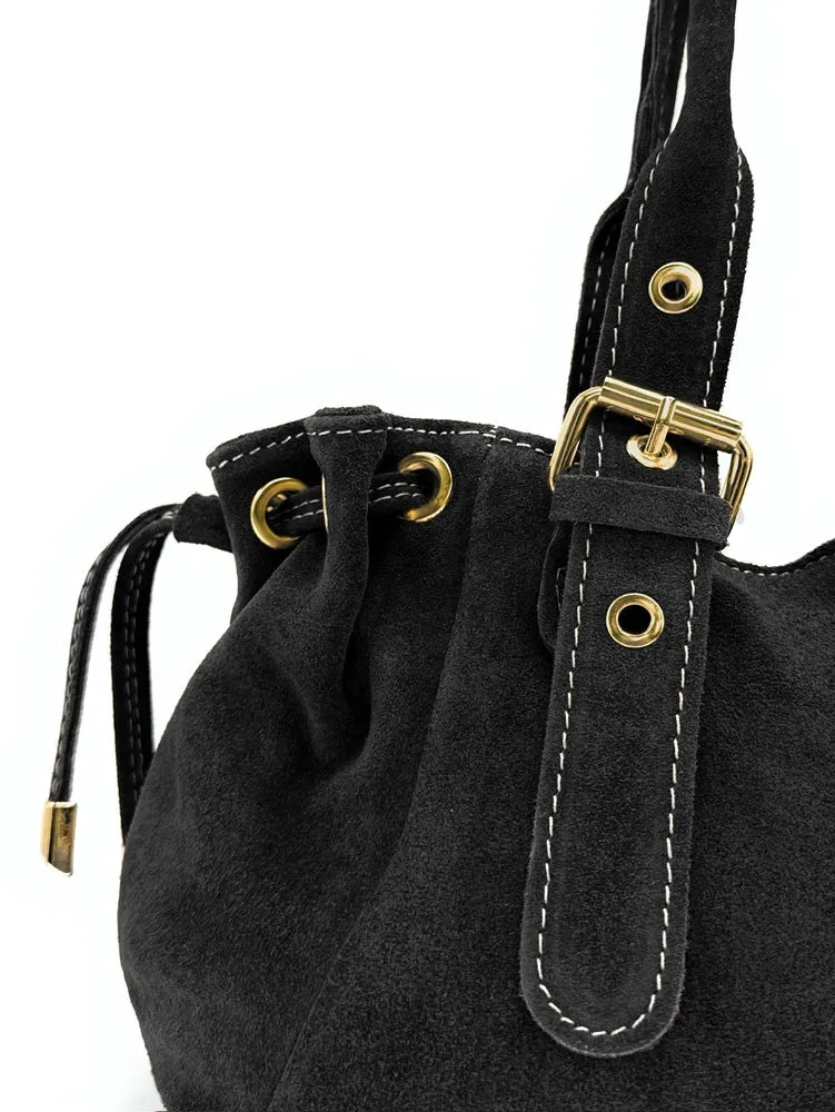 Sac bowling en daim PRINCESSE SUEDE Noir