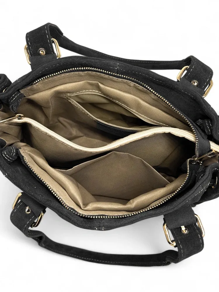 Sac bowling en daim PRINCESSE SUEDE Noir