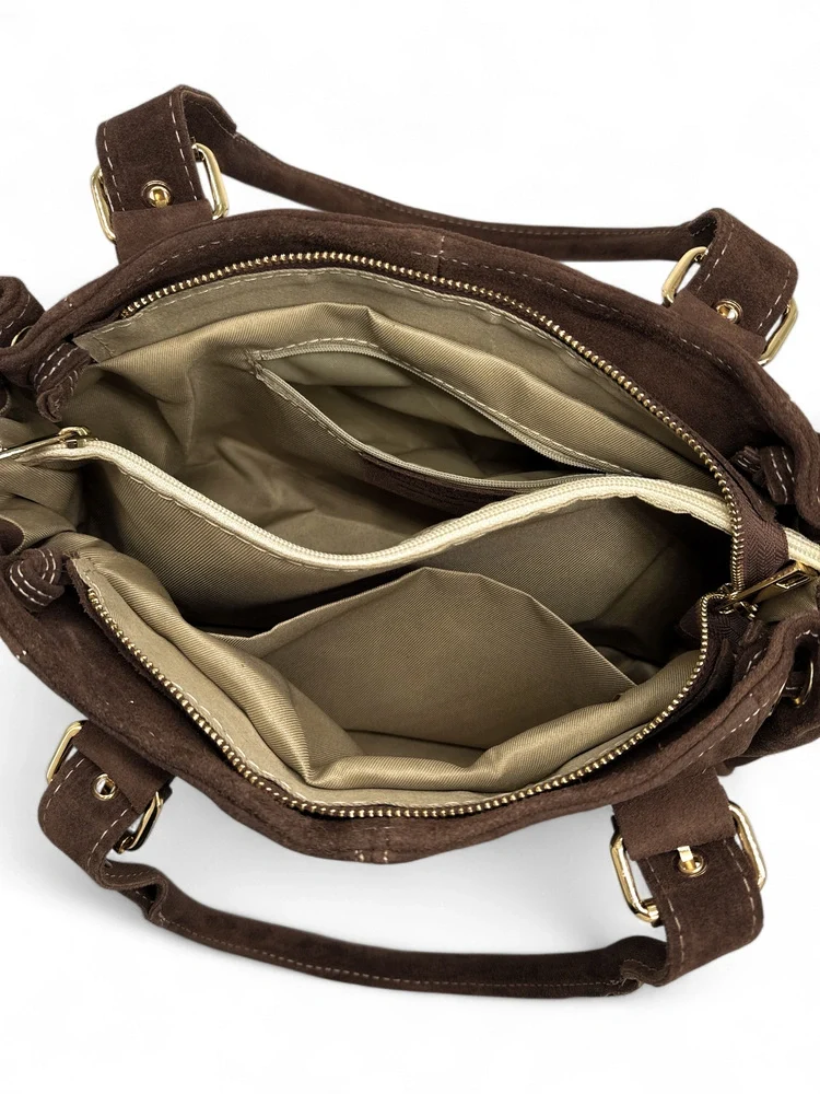 Sac bowling en daim PRINCESSE SUEDE Chocolat