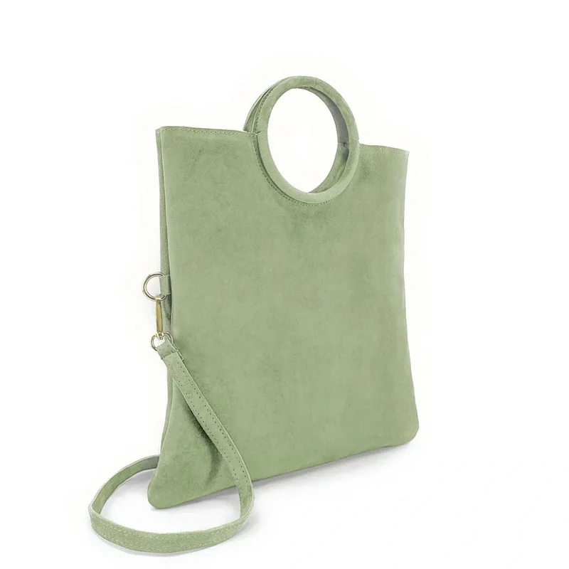 Sac à main en daim CHARLOTTE Vert pastel