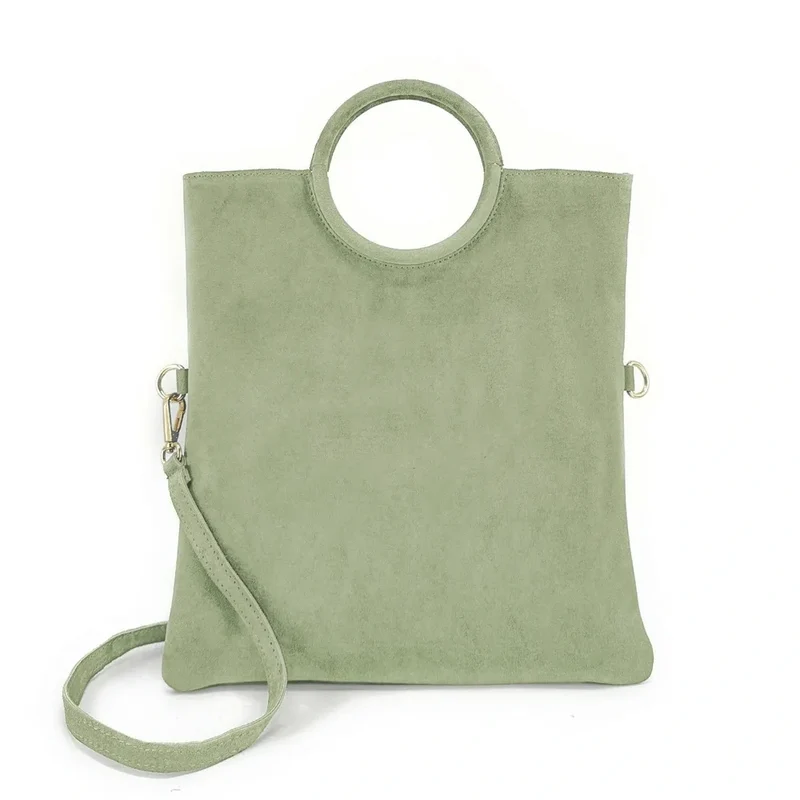 Sac à main en daim CHARLOTTE Vert pastel
