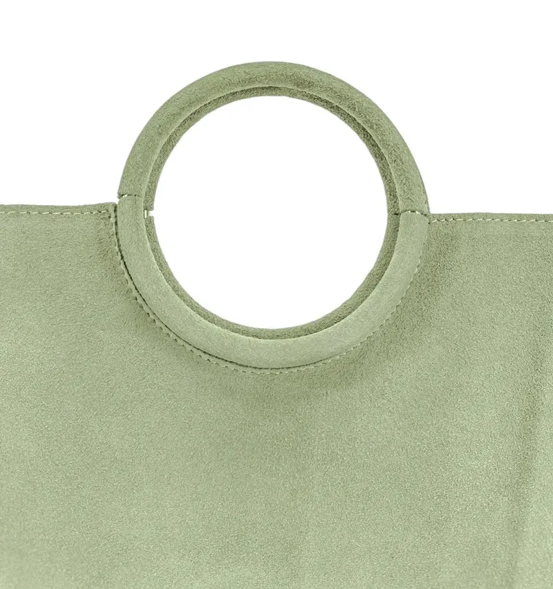 Sac à main en daim CHARLOTTE Vert pastel