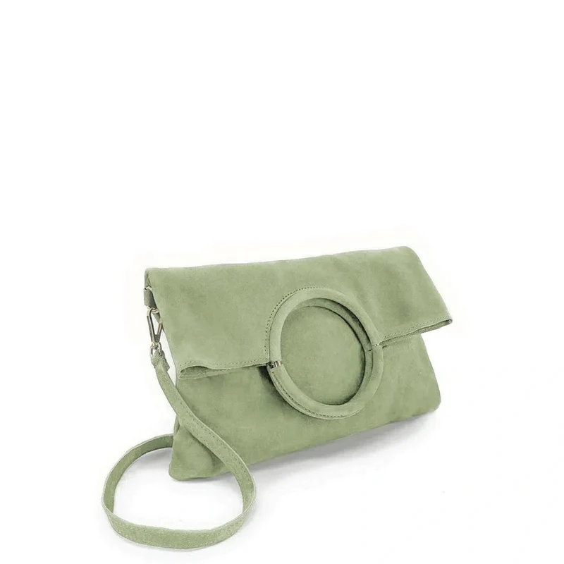 Sac à main en daim CHARLOTTE Vert pastel