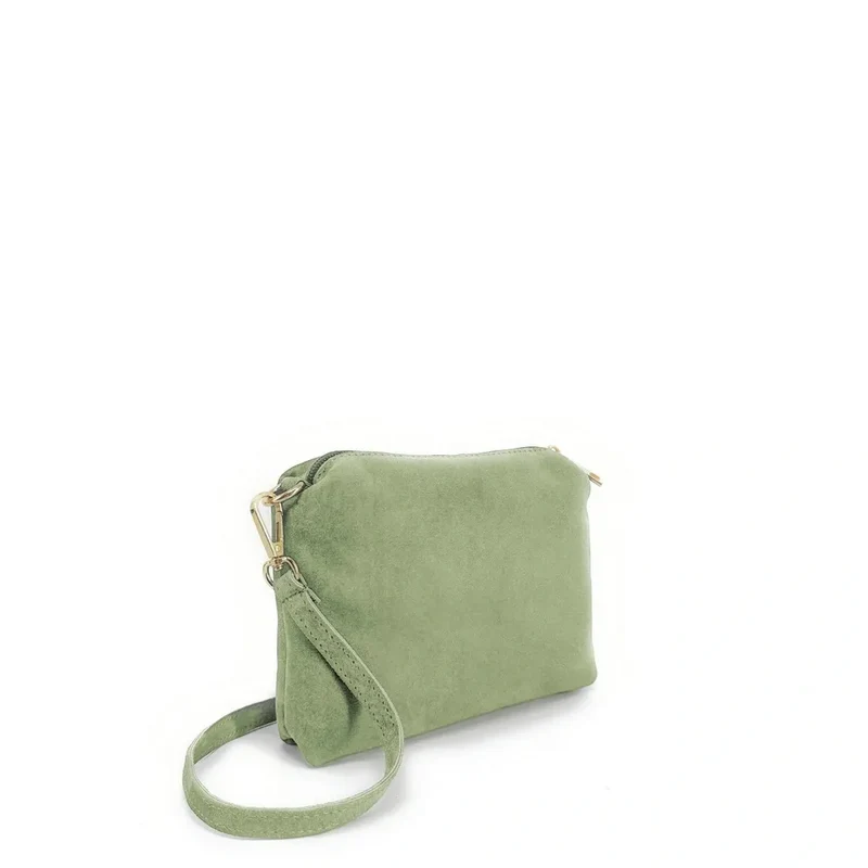 Sac à main en daim CHARLOTTE Vert pastel