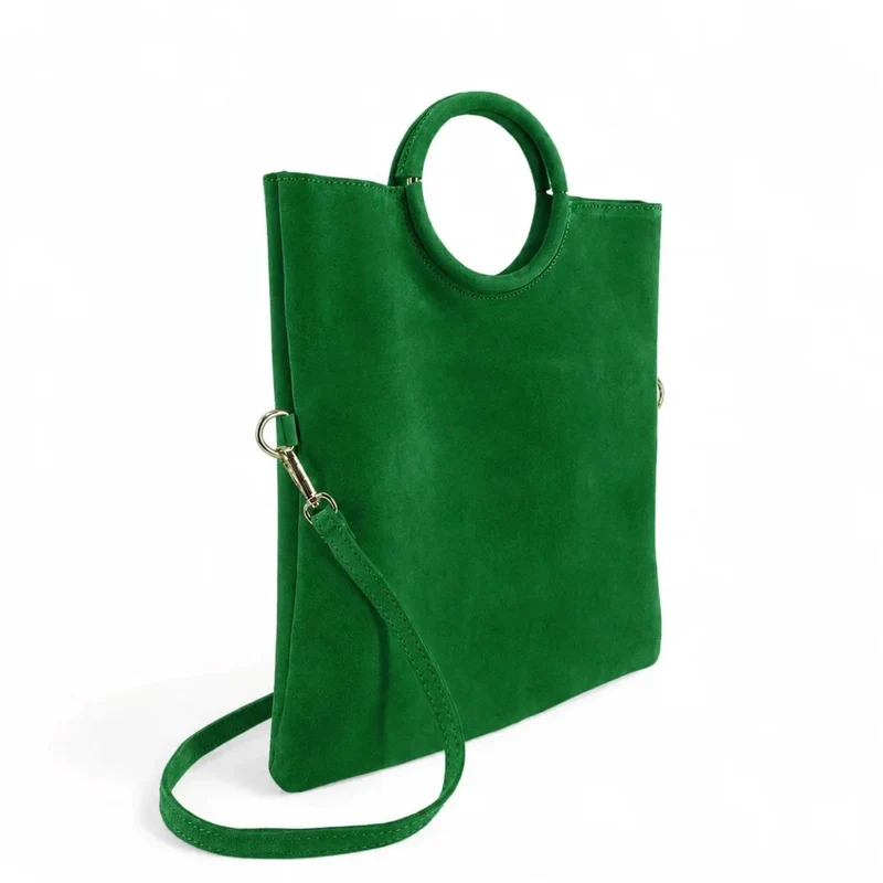Sac à main en daim CHARLOTTE Vert anglais