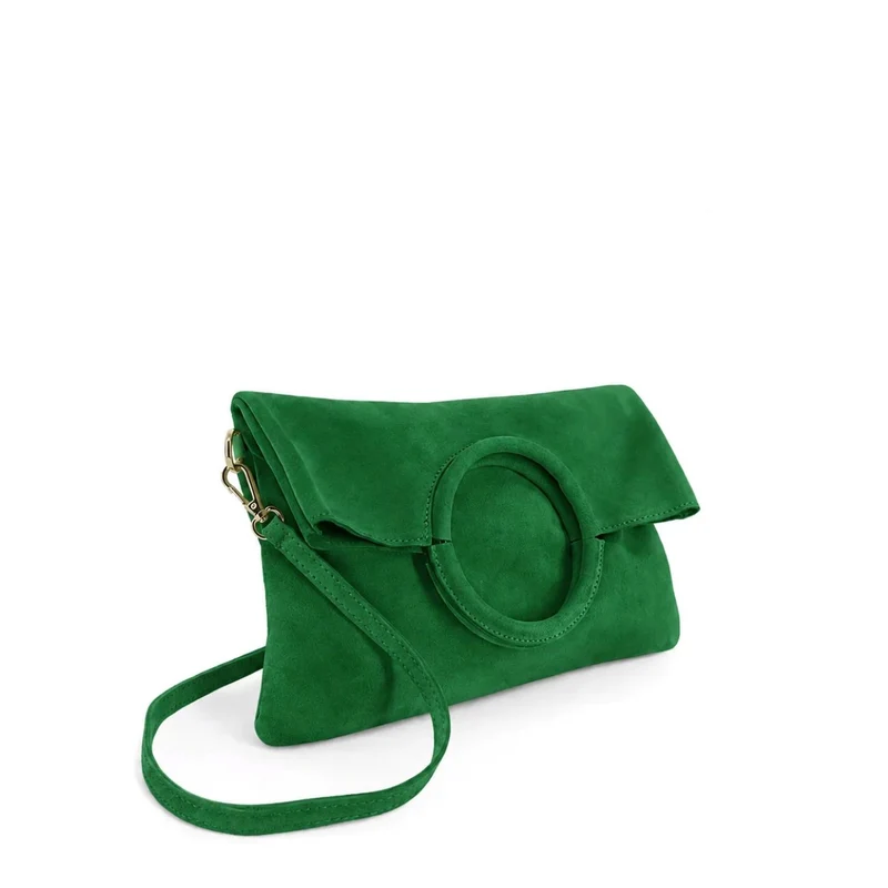 Sac à main en daim CHARLOTTE Vert anglais