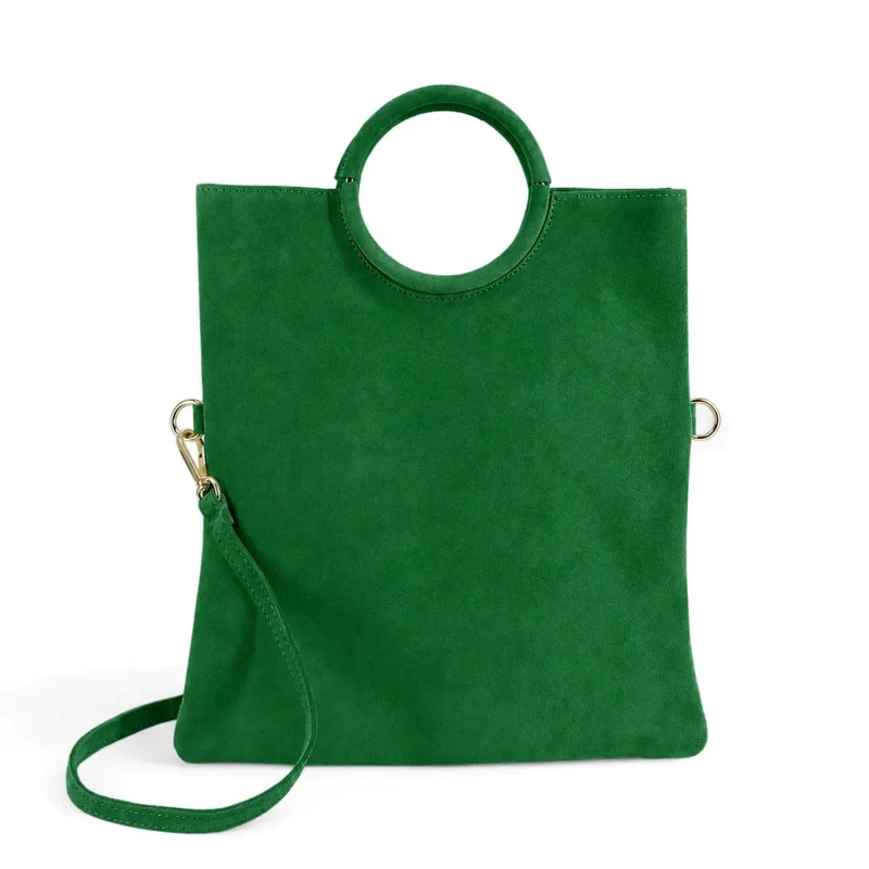 Sac à main en daim CHARLOTTE Vert anglais