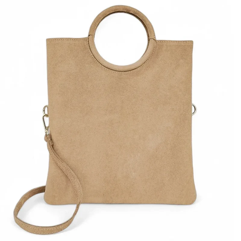 Sac à main en daim CHARLOTTE Taupe clair