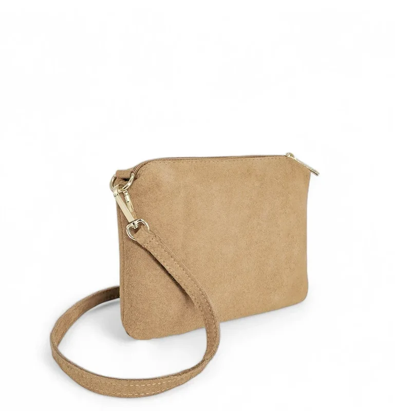 Sac à main en daim CHARLOTTE Taupe clair