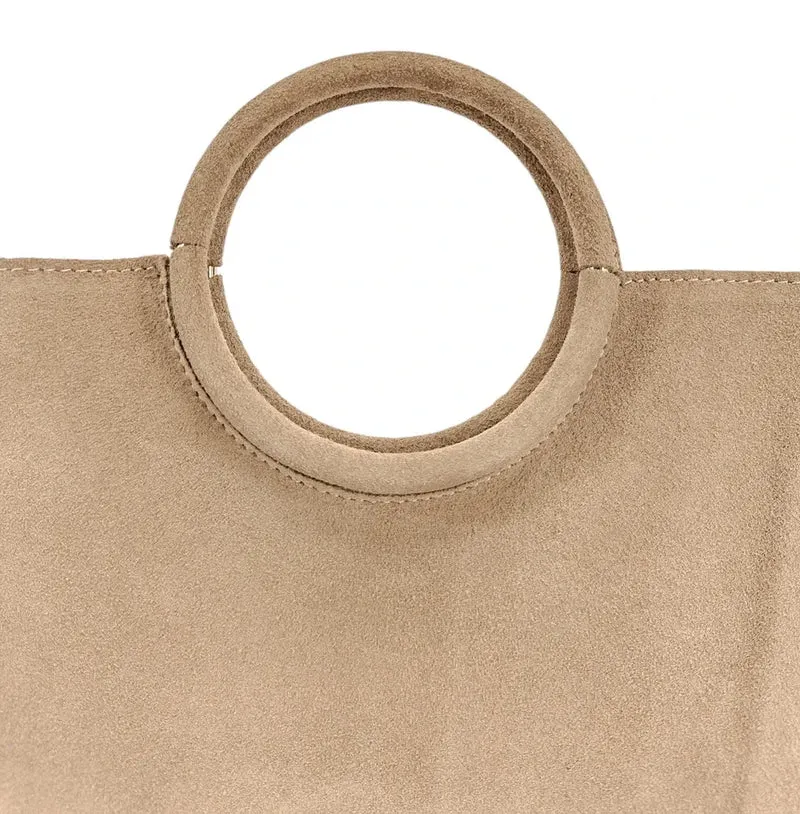 Sac à main en daim CHARLOTTE Taupe clair