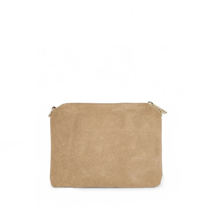 Sac à main en daim CHARLOTTE Taupe clair