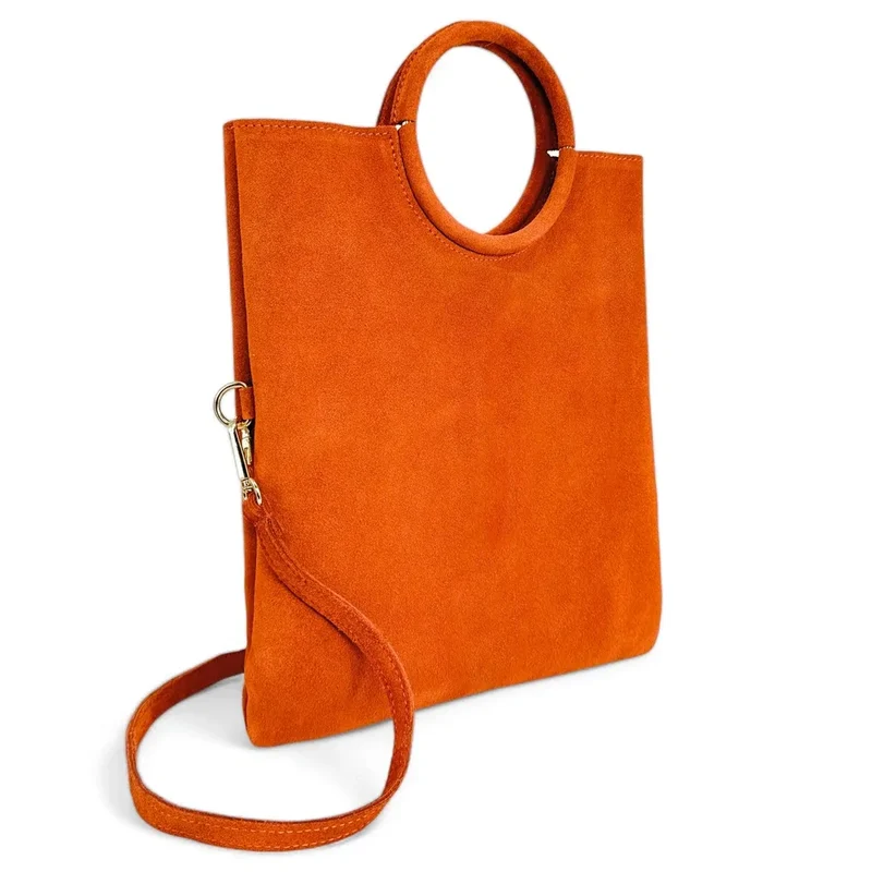 Sac à main en daim CHARLOTTE Mandarine