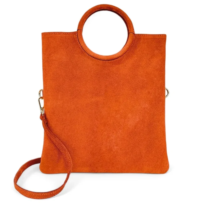 Sac à main en daim CHARLOTTE Mandarine